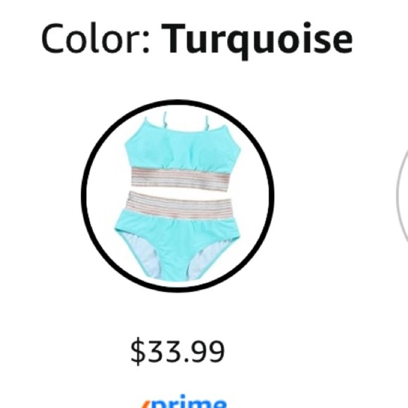 NEW- turquoise Bikini 
High Waisted
Scoop Neck 
Adjustable Spaghetti Str… - Picture 7 of 8